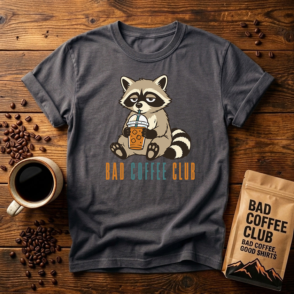 Bad Raccoon Club T-Shirt — Cute Raccoon Drinking Bubble Tea Graphic Tee