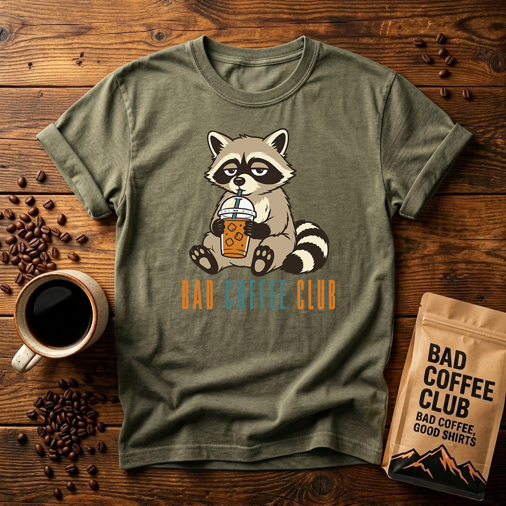 Bad Raccoon Club T-Shirt — Cute Raccoon Drinking Bubble Tea Graphic Tee