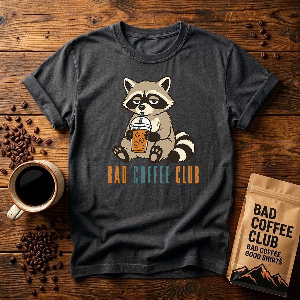 Bad Raccoon Club T-Shirt — Cute Raccoon Drinking Bubble Tea Graphic Tee