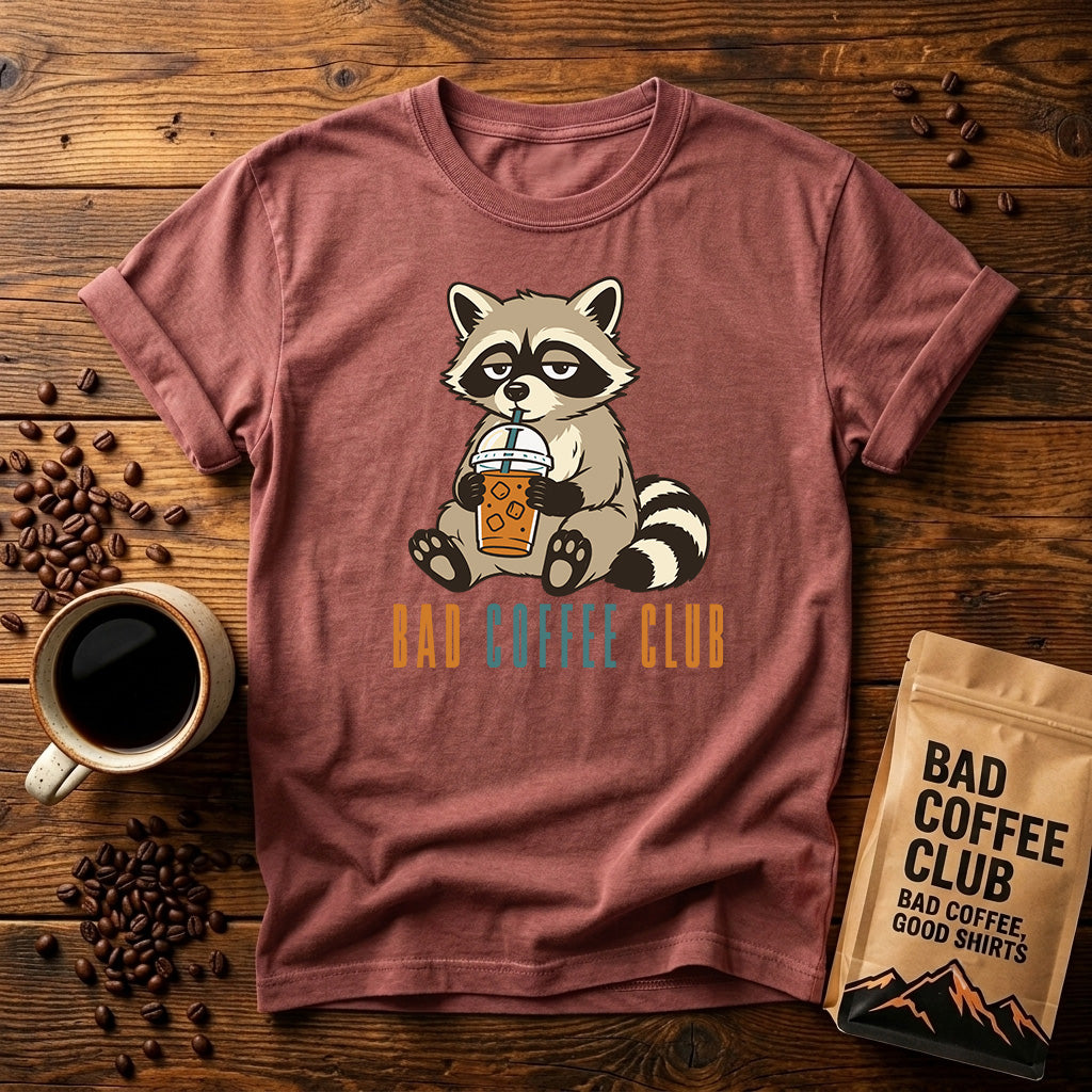 Bad Raccoon Club T-Shirt — Cute Raccoon Drinking Bubble Tea Graphic Tee