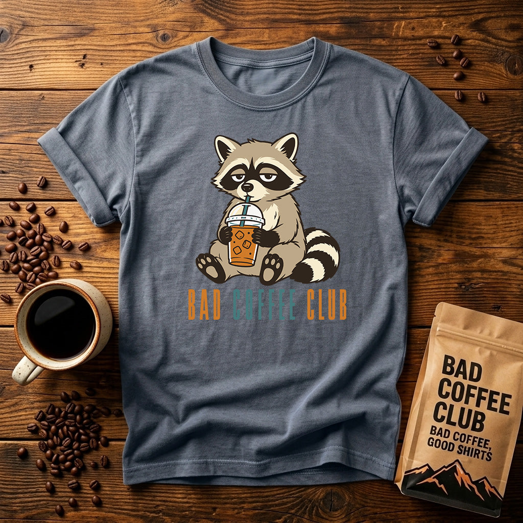 Bad Raccoon Club T-Shirt — Cute Raccoon Drinking Bubble Tea Graphic Tee