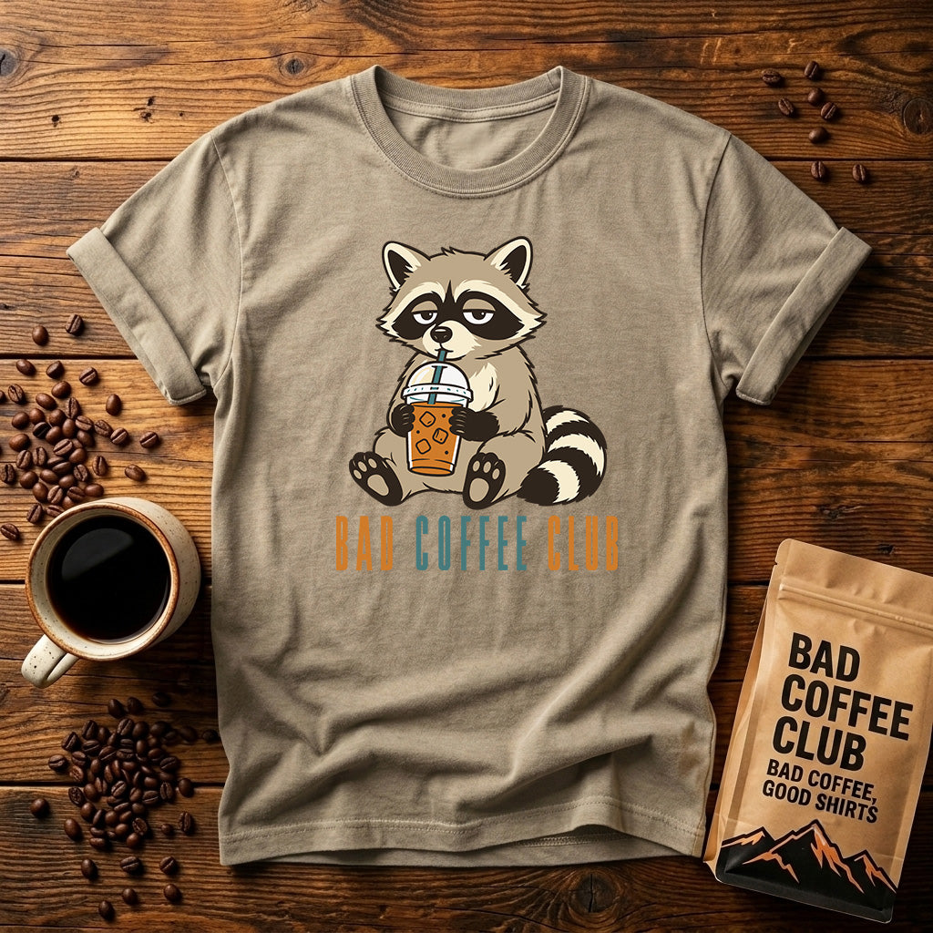 Bad Raccoon Club T-Shirt — Cute Raccoon Drinking Bubble Tea Graphic Tee