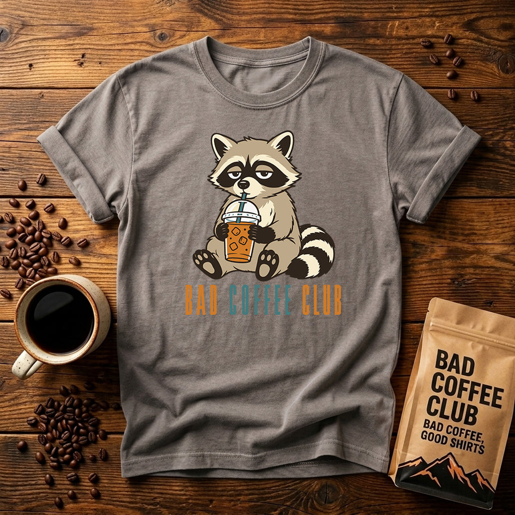 Bad Raccoon Club T-Shirt — Cute Raccoon Drinking Bubble Tea Graphic Tee